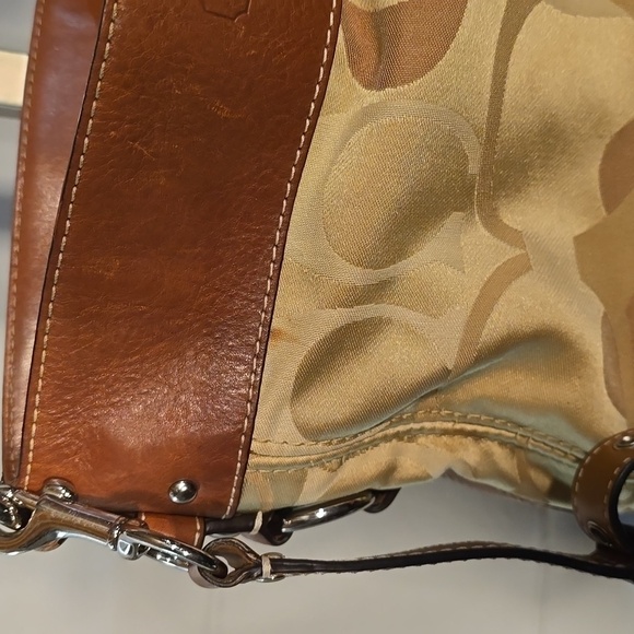 Gold and tan Coach purse - Picture 3 of 14